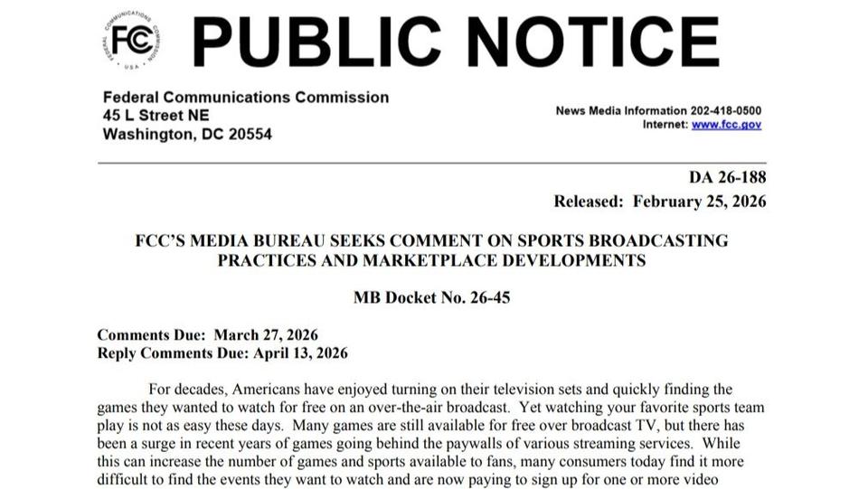 米FCCがスポーツ中継の慣行と市場動向をめぐって意見募集　配信への分散とローカル局への影響を検証