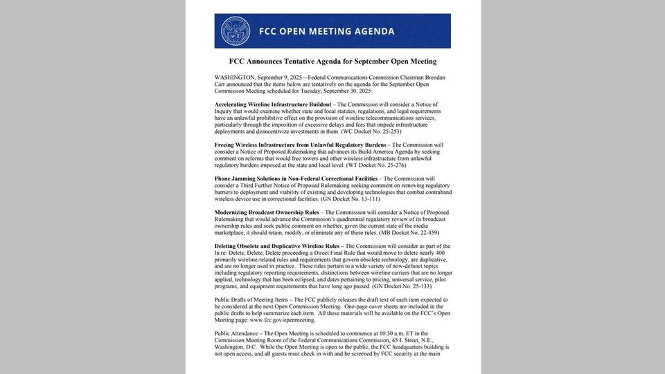 米FCC 9月30日にメディア所有規則の見直しを公開審議 業界内は賛否対立